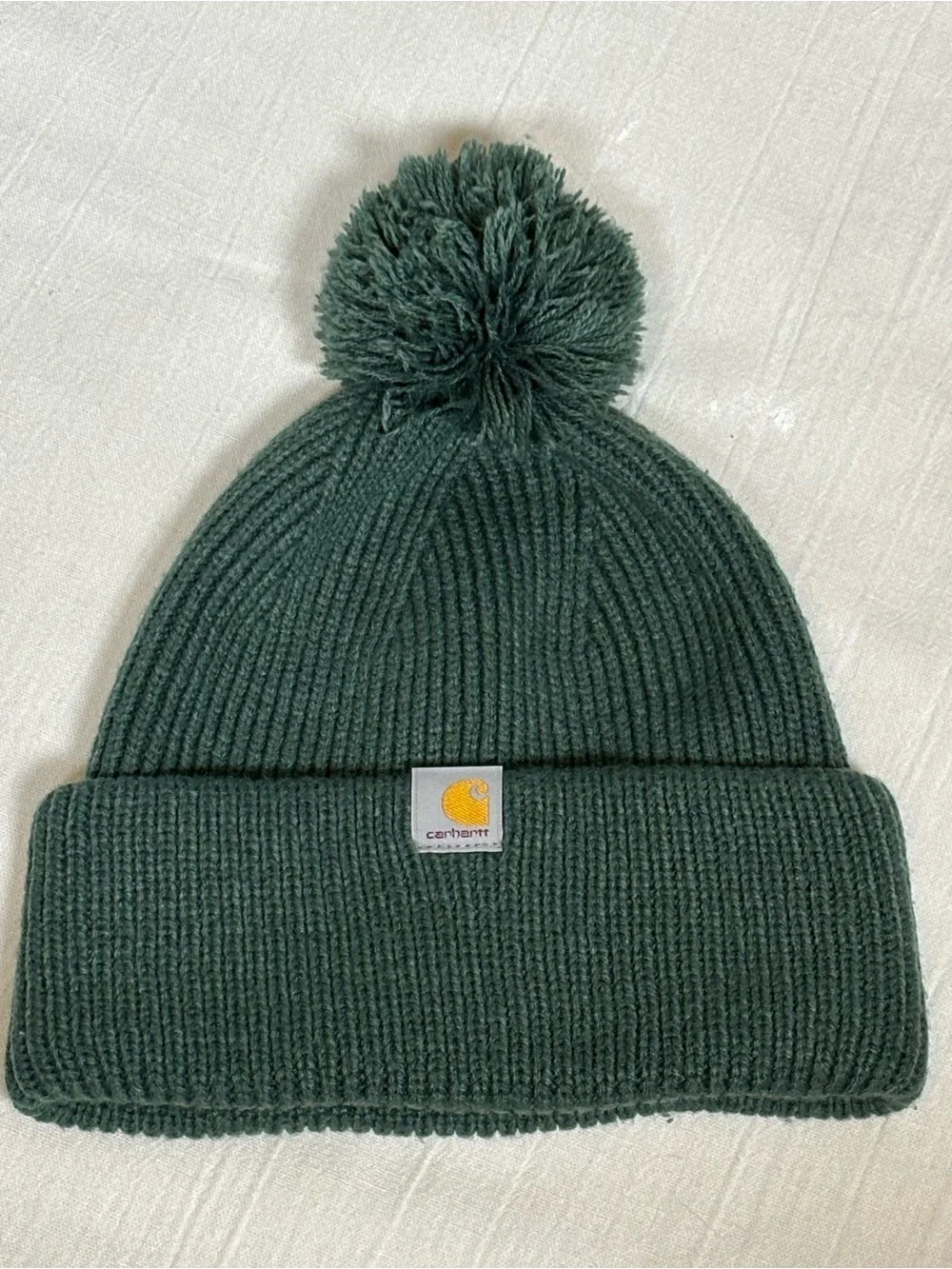 Carhartt Knit Pom-Pom Cuffed Beanie Hat-Green-Women One Size